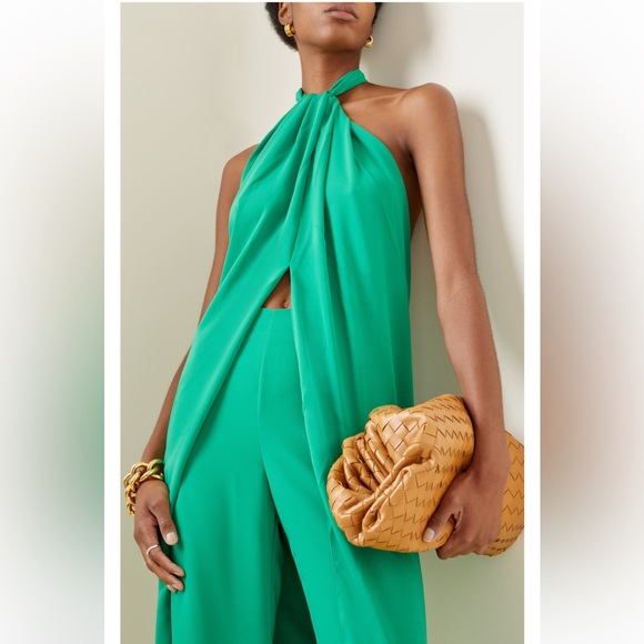 Johanna Ortiz Journey Like No Other Crepe Long Halter Top in Emerald - Size 4 - Picture 2 of 8